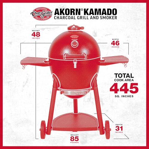 Char-Griller AKORN Kamado Charcoal Grill and Smoker with Cast Iron Grates, Graphite W412362