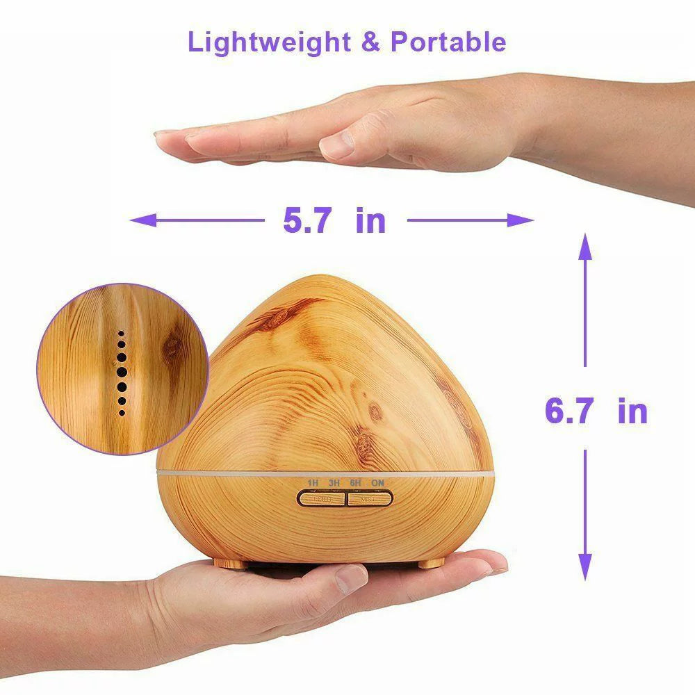 Tagital 550ml Aroma Essential Oil Diffuser Wood Grain Ultrasonic Cool Mist Humidifier N56610