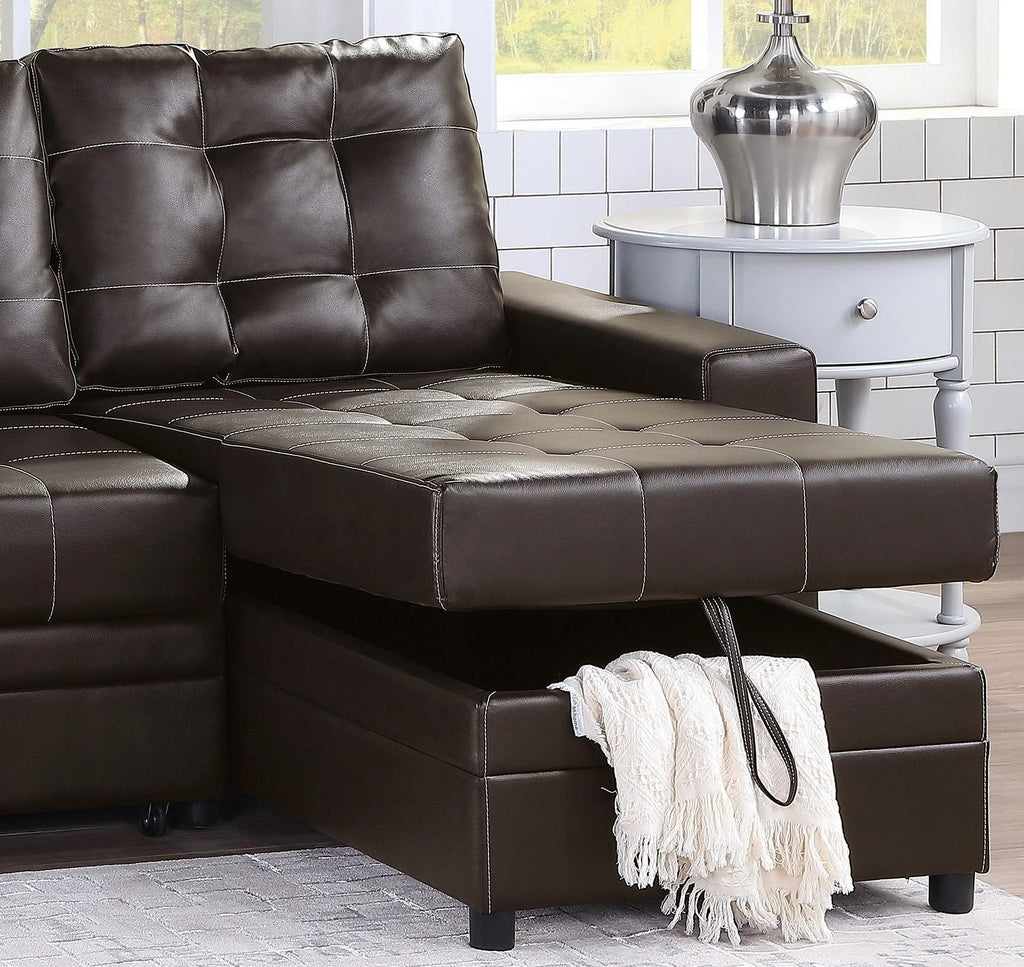 Amir Convertible Sectional Sofa Bed with Storage - Espresso L179