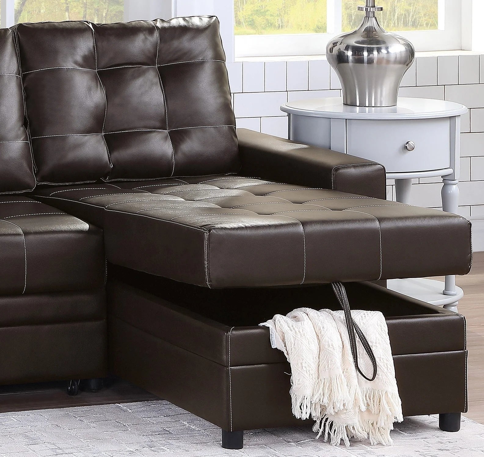 Amir Convertible Sectional Sofa Bed with Storage - Espresso L179