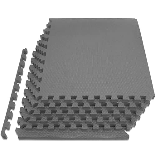 ProsourceFit Extra Thick Puzzle Exercise Mat, EVA Foam Interlocking Tiles, Black, 3/4 inch, 24 Tiles Y76691