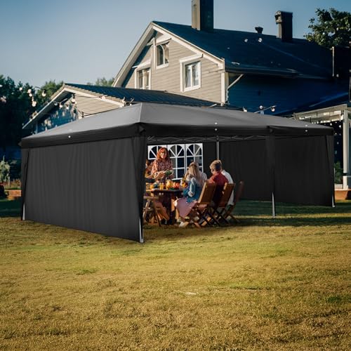 Outvita 10x20ft Pop Up Canopy Tent with 6 SideWalls, Black C203441