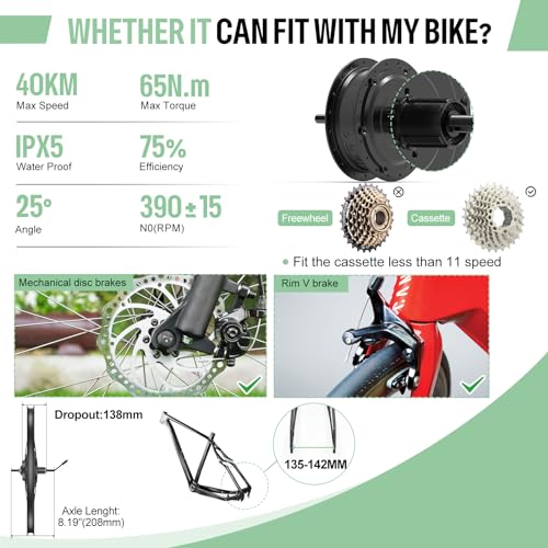 BAFANG 48V 500W Rear Hub Motor Kit Electric Bike Conversion Wheel A460