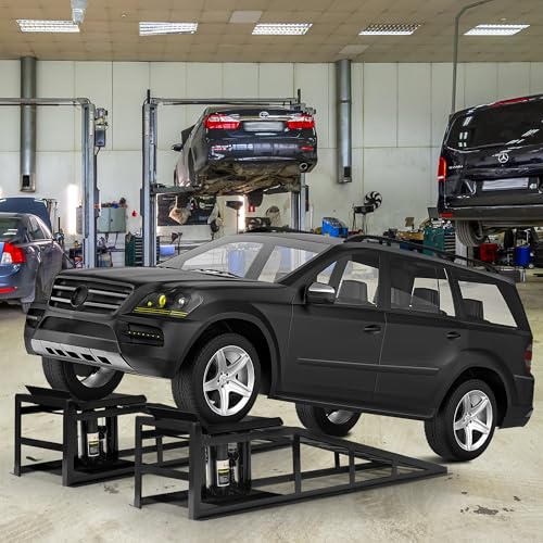 2PCS 5T Hydraulic Car Ramps, Heavy Duty Portable Vehicle Lift for Garage L579958