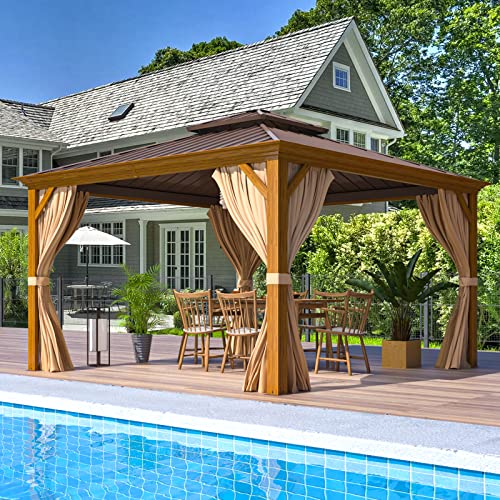 EROMMY 14'x20' Hardtop Gazebo Double Roof Galvanized Steel Outdoor Pavilion G3084