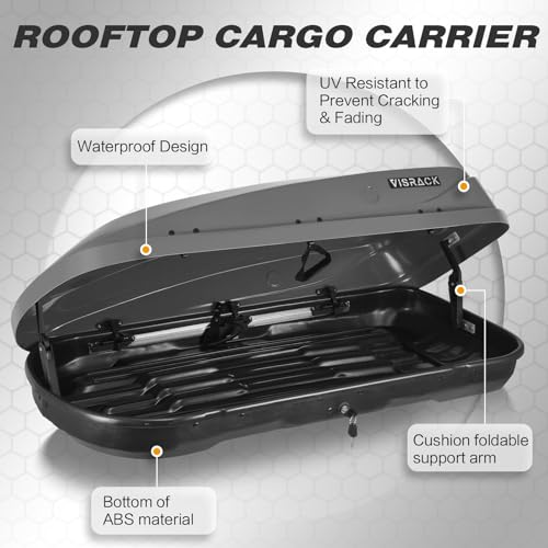 Gray Rooftop Cargo Box Carrier 13 Cubic Feet Waterproof Dual Side Opening R15660