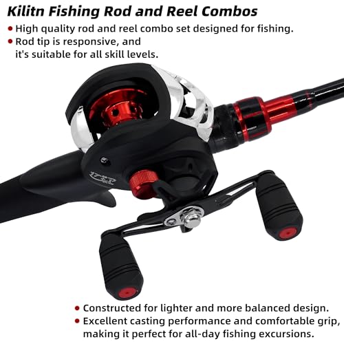 Kilitn Fishing Rod and Reel Combo, 5ft Fiberglass Telescopic Baitcasting Set B5021