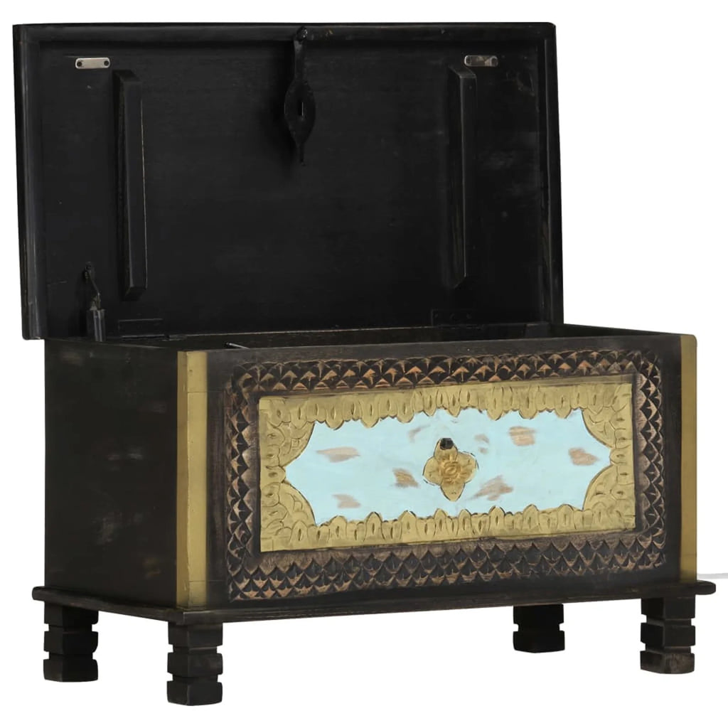 Anself Wooden Storage Chest Mango Wood Blanket Box for Bedroom W4496