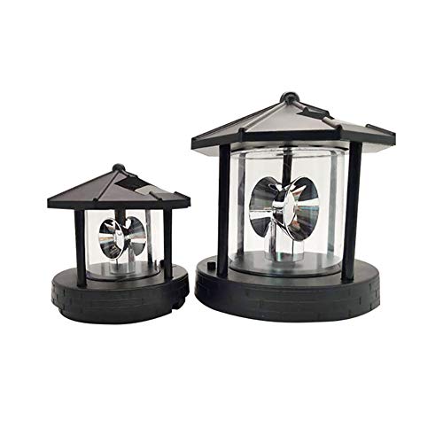 Solar Lighthouse LED Rotating Outdoor Decorative Lamp (Black) M757946