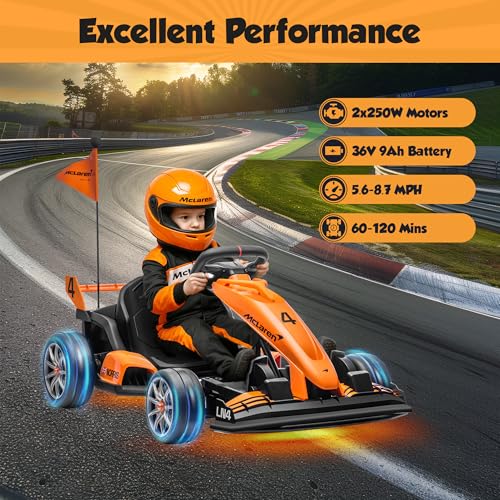ENYOPRO 24V 7Ah Electric Go Kart for Kids, Licensed McLaren Go Cart with Adjustable Seat P158