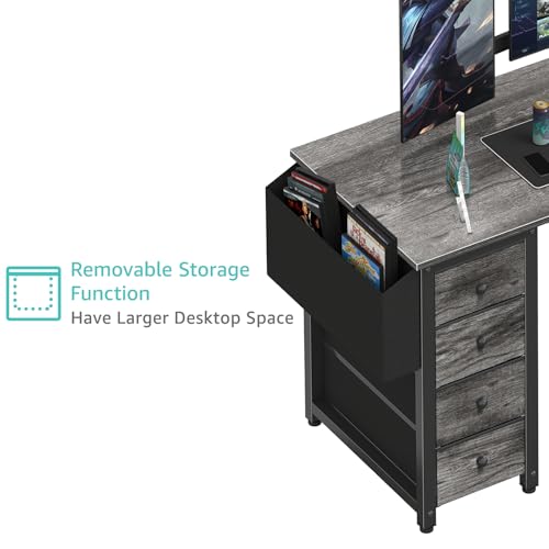 Lufeiya L Shaped Gaming Desk with Drawers & Power Outlet, Black A39519