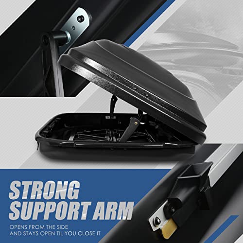 Auto Dynasty Hard Shell Roof Top Car Storage Cargo Carrier, Glossy Black L344