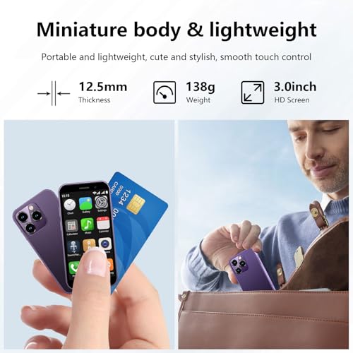 Mini Phone 4G Unlocked Small Smartphone 3.0" Touch Screen Dual SIM 2GB+16GB Black P776944