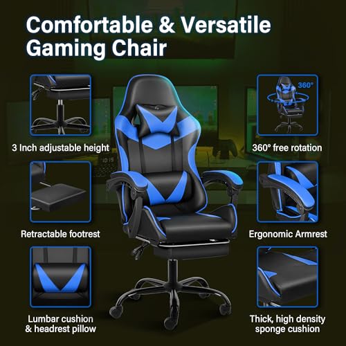 Gaming Chair with Footrest, Lumbar Support, Red/Black M9231