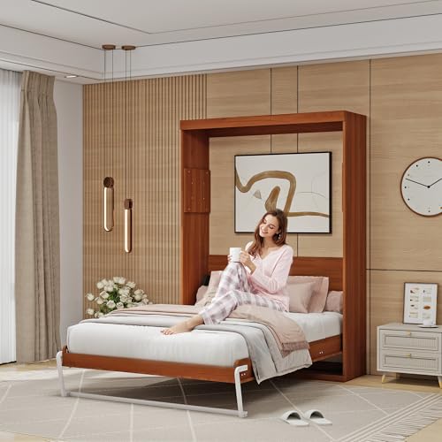 Murphy Bed Full - Space Saving, Convertible Hidden Bed, Brown C7991