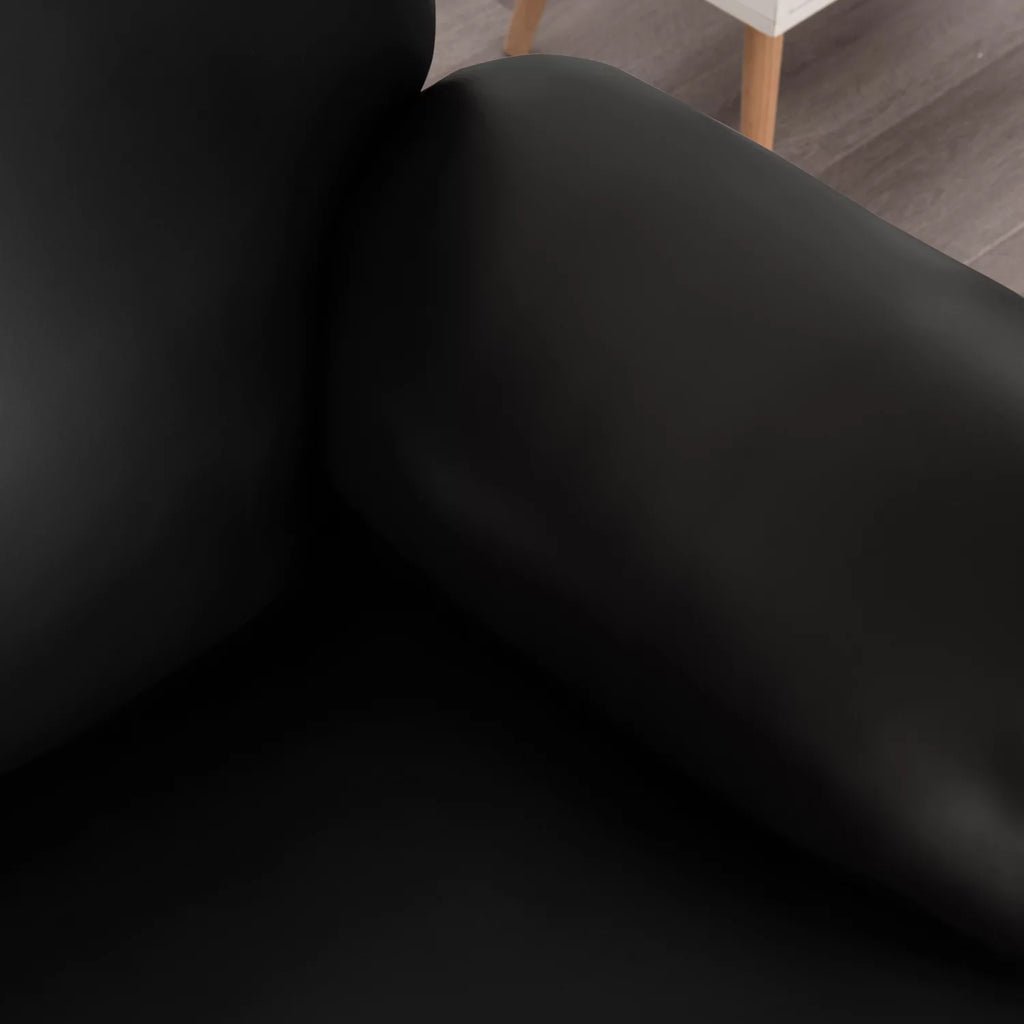 PU Leather Recliner Chair Cover 4-Pieces Waterproof Stretch with Pockets, 1 Seater, Black T9863