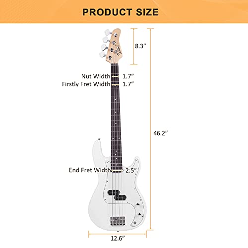 GLARRY Full Size Electric Bass Guitar Beginner Kit 4 String with Amp and Accessories S4156