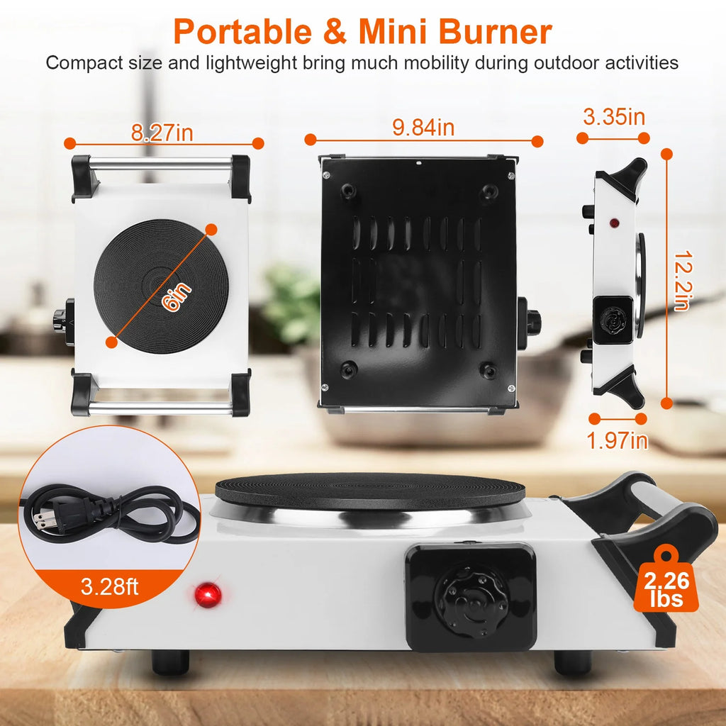 iMounTEK Electric Single Burner Portable Hot Plate, 1000W, 5 Temperature Settings, Black U11069