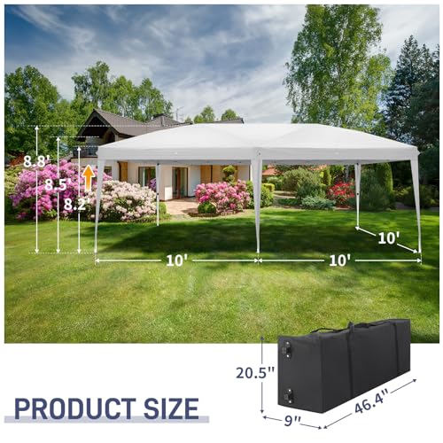 Outvita 10x20ft Pop Up Canopy Tent with 6 SideWalls, Black C203441
