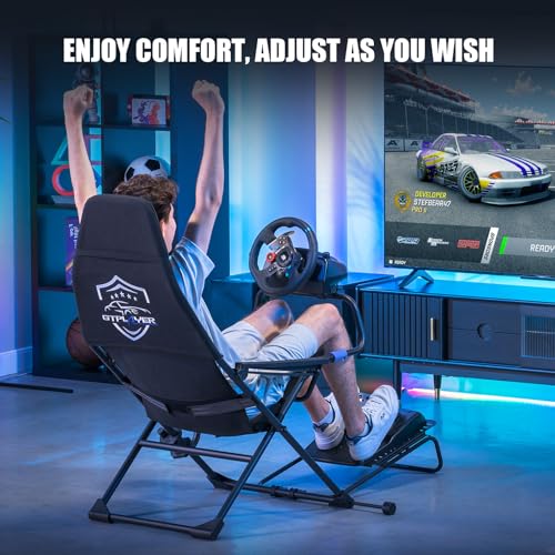 GTPLAYER Sim Racing Cockpit Foldable Adjustable for PC I544