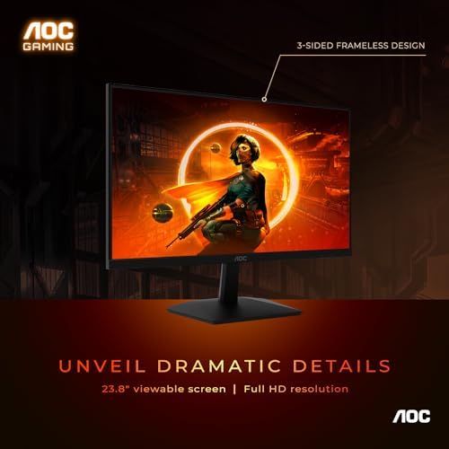 AOC 24G4 24" Gaming Monitor, Full HD IPS, 180Hz 1ms Y482158