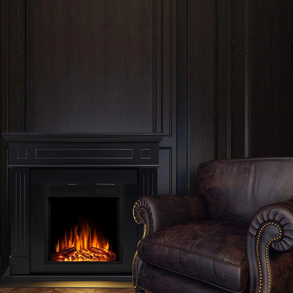 KISSAIR Electric Fireplace Mantel Package with TV Stand, Remote Control, Black F349165