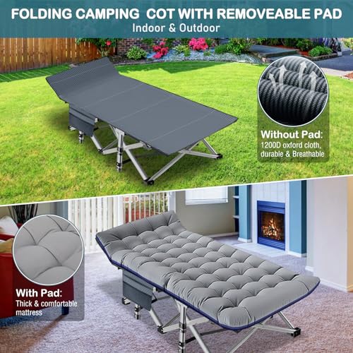 NAIZEA Folding Camping Cot for Adults, Adjustable Reclining Chair N72576
