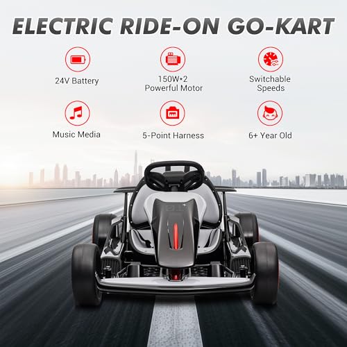 24V Electric Go Kart Drifting Ride On Car for Kids 6-12 Years Old T574114
