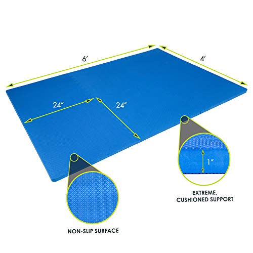 ProsourceFit Extra Thick Puzzle Exercise Mat, EVA Foam Interlocking Tiles, Black, 3/4 inch, 24 Tiles Y76691