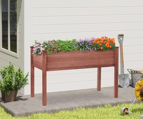 Raised Garden Bed with Legs 40x20x31 Outdoor Wood Planter Box N314255