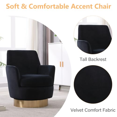 Swivel Barrel Chair Set of 2, Modern Velvet Accent Chairs, Orange P5409