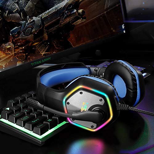 EKSA E1000 Gaming Headset with Noise Canceling Mic, 7.1 Surround Sound, Blue A702814