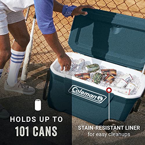 Coleman Classic Series Insulated Rolling Cooler, 65-Quart, Leak-Resistant F832