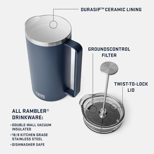 YETI Rambler French Press Coffee Maker with GroundsControl Filter C864