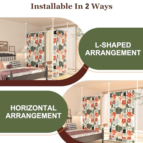 Goovilla Room Divider, Tension Curtain Rods No Drilling, Adjustable Freestanding Partition, Black I950707