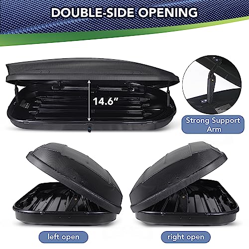 12 Cubic Feet Hard Shell Top Mount Rooftop Cargo Box, Dual-Side Opening, Universal Fit for Cars & SUVs Z279493