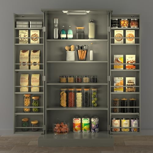 50" LED Kitchen Pantry Cabinet with Doors and Adjustable Shelves N13021