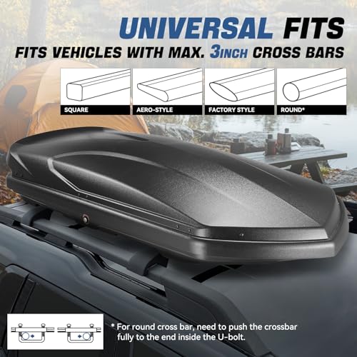 Auto Dynasty Hard Shell Roof Top Car Storage Cargo Carrier, Glossy Black L344