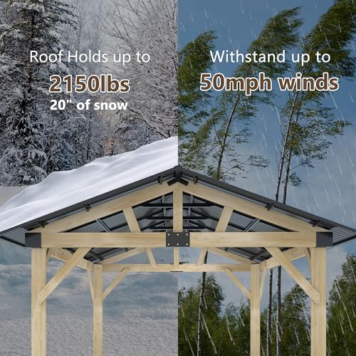 12'x12' Hardtop Gazebo with Galvanized Steel Roof, Aluminum Frame, Curtains & Netting X81832