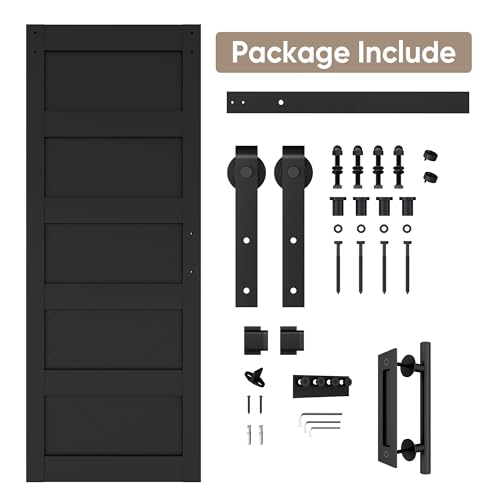 JUBEST 36" x 84" Sliding Barn Door Kit with Hardware, Black R91690