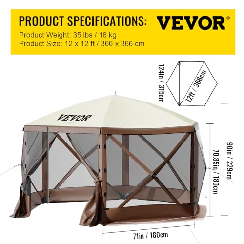 VEVOR Pop Up Gazebo Screen Tent 10x10ft with Mosquito Netting B21209