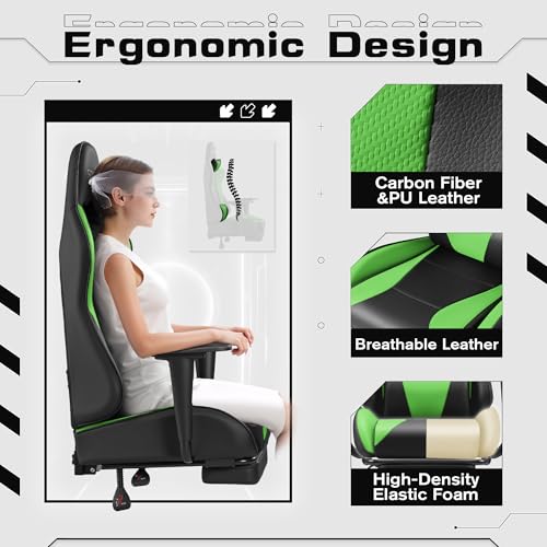 Homall Gaming Chair with Footrest and Massage Lumbar Support, Black T748