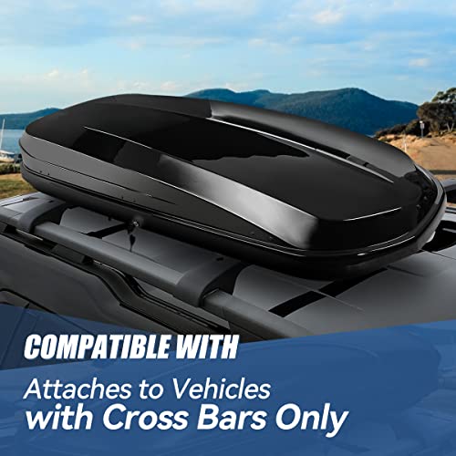 Auto Dynasty Hard Shell Roof Top Car Storage Cargo Carrier, Glossy Black L344