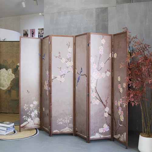 6 Panel Room Divider Screen, Double Faced, Mountain Landscape, 67" H x 94.5" W B114