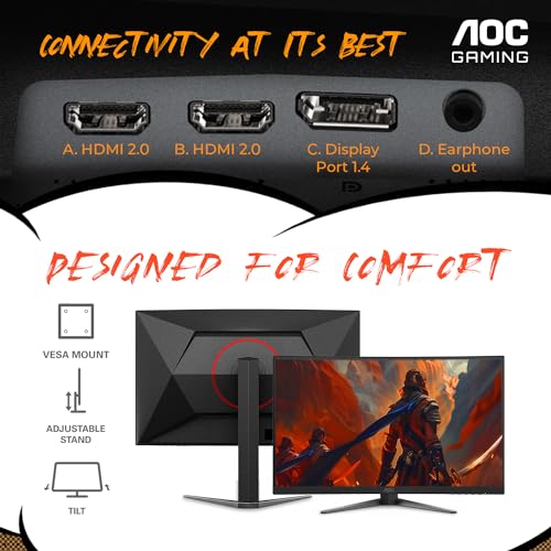 AOC 24G4 24" Gaming Monitor, Full HD IPS, 180Hz 1ms Y482158