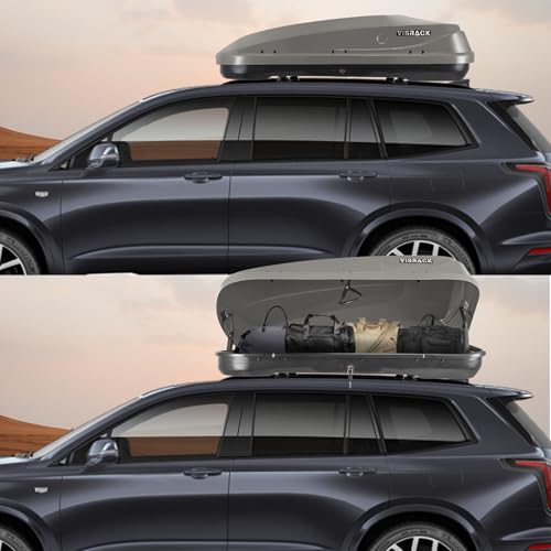 Hard Shell Roof Cargo Box 13 Cu.Ft Gray with Lock, Dual-Side Opening Z6174