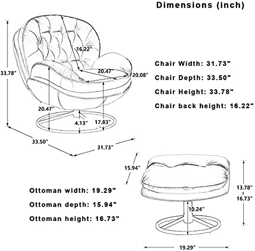 Baysitone Velvet Swivel Accent Chair with Ottoman Set, Modern Lounge Chair, Fruit Green Q36819