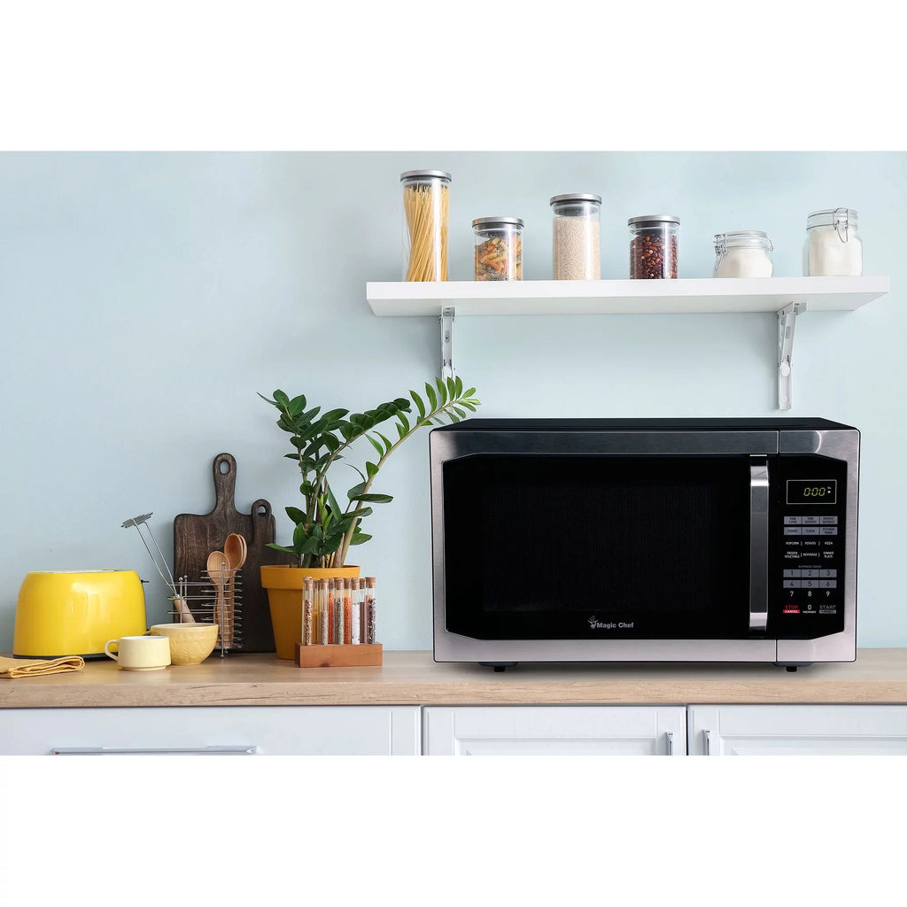 Magic Chef 1.6 Cu. Ft. Digital Countertop Microwave, Stainless Steel B4156