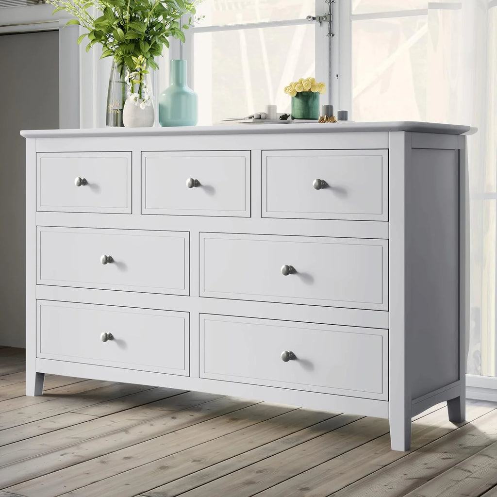 3 Piece Bedroom Set with Queen Bed, Nightstand & Dresser, White B7106