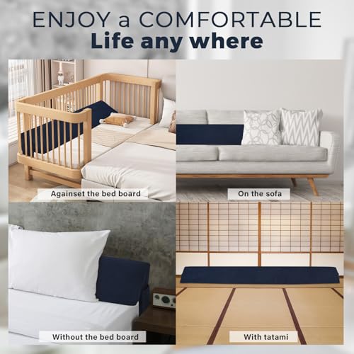 Vekkia King Bed Wedge Pillow for Headboard Mattress Gap Filler, Blue 76"x10"x6" C139495
